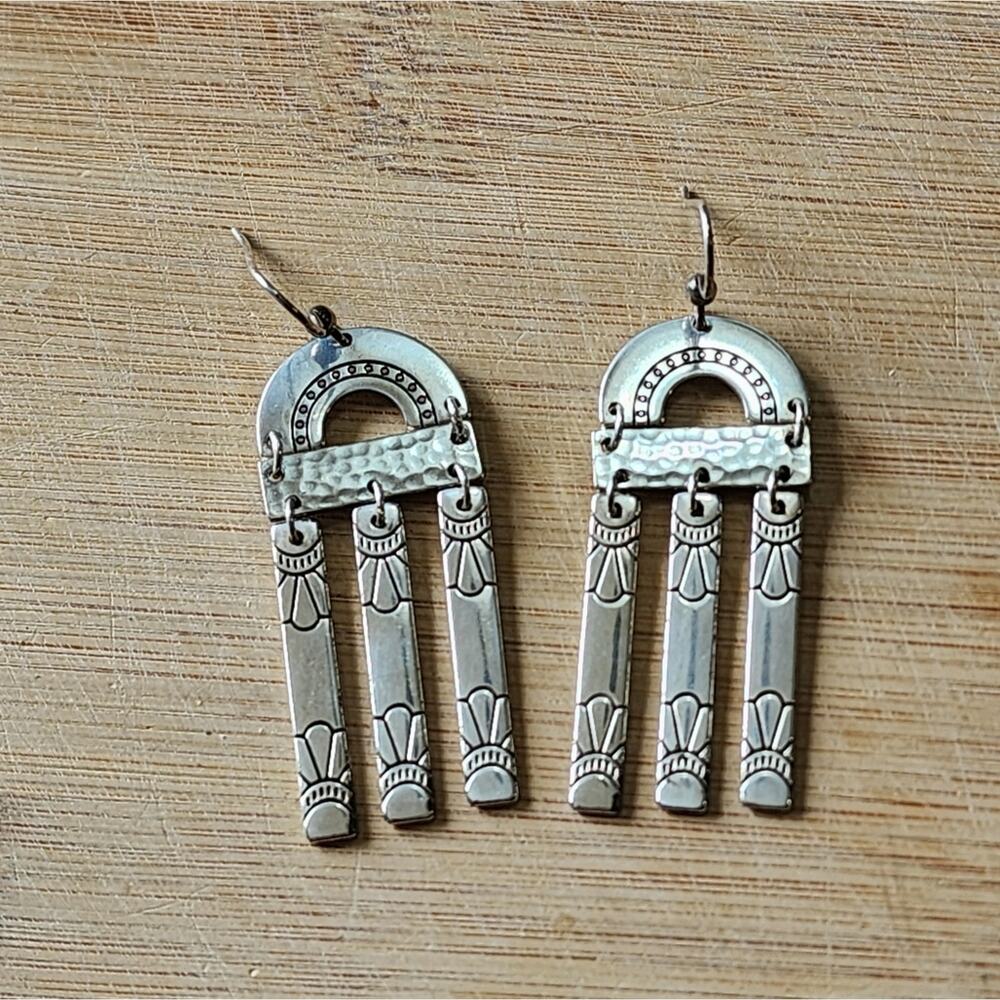Brighton etched‎ and scrolled Dangle chandelier French wire earrings